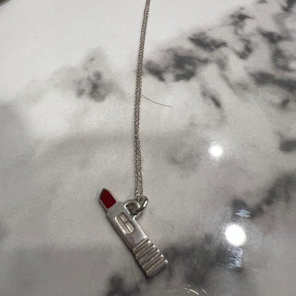 Sterling silver Tiffany & Co. Clinique lipstick pendant plus the 18 “ chain . - Picture 8 of 10